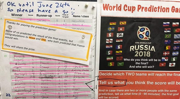 イギリス英語学校　ワールドカップ　結果予想　ゲーム