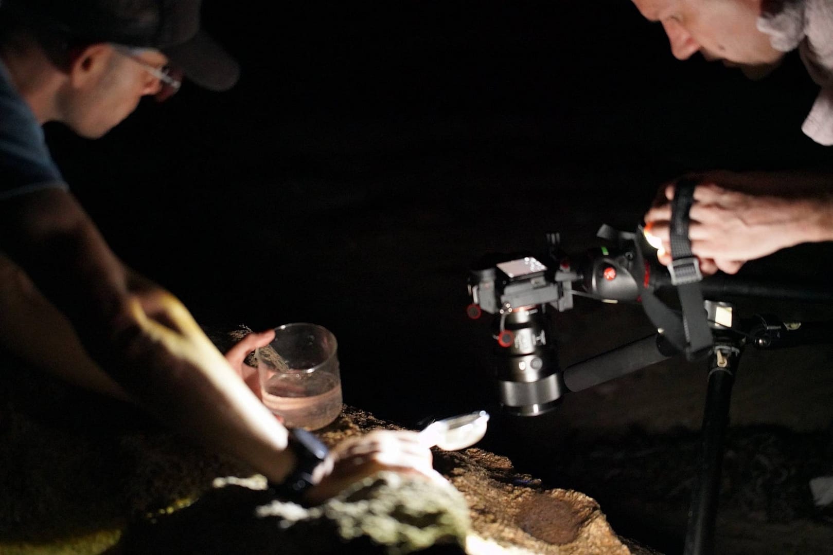 The two of us shooting in a tiny rock pool